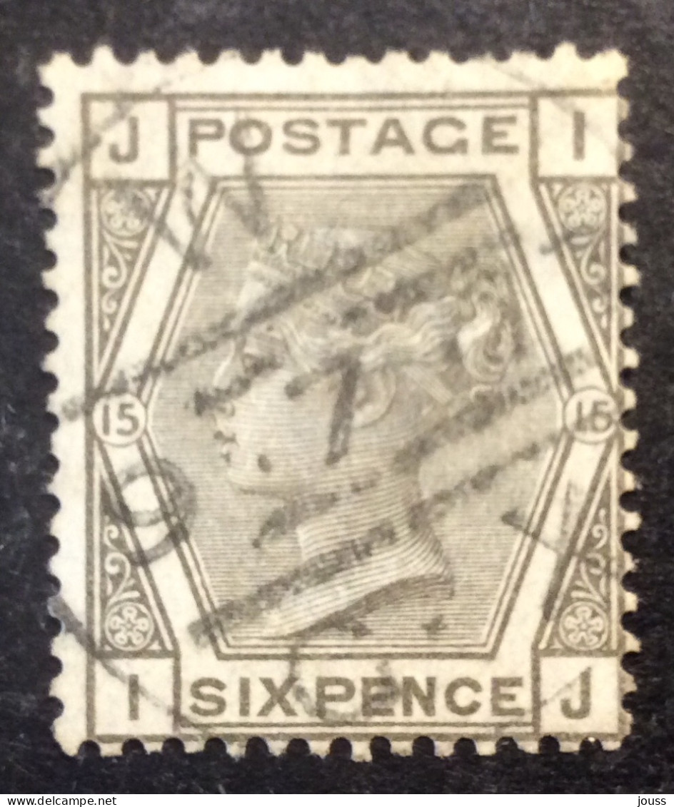 GB38 Victoria 6 P Gris Olive YT 52 Planche 15 Tige De Rose Oblitéré - Used Stamps