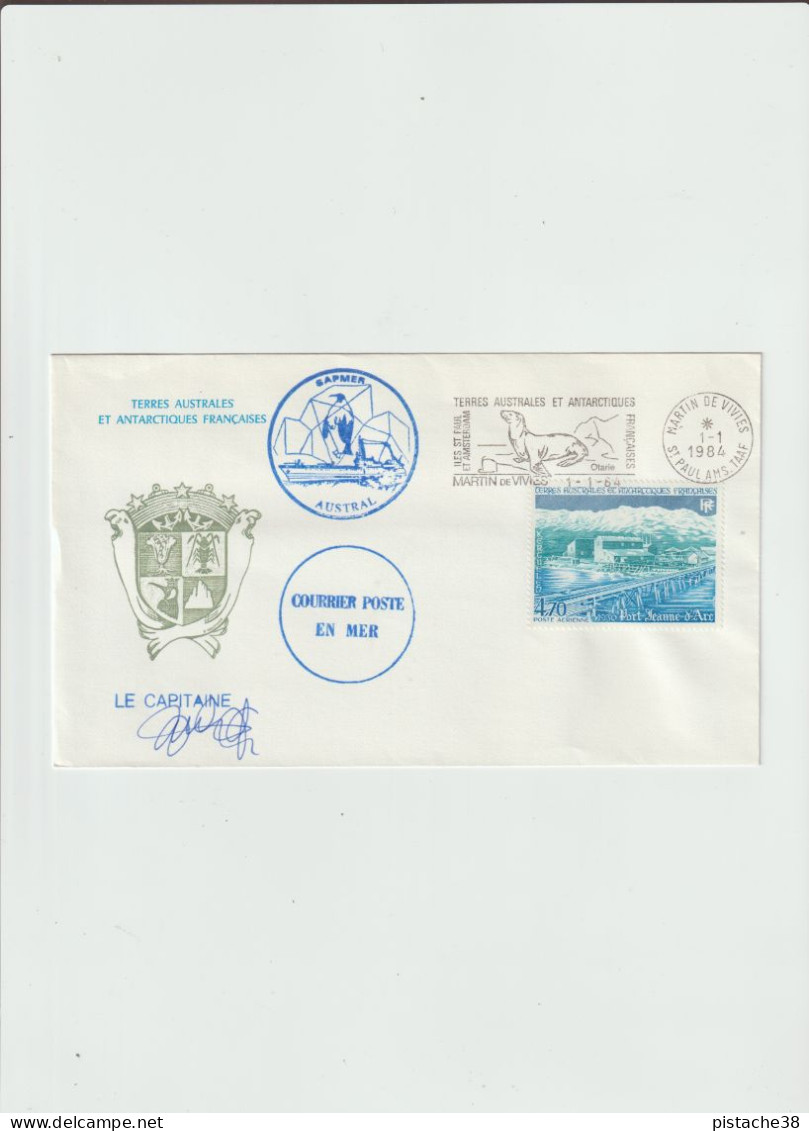 COURRIER POSTE EN MER Du 1er Janvier 1984 ST Paul Martin De Vivies Avec Timbre N° 108 - 80PA Et 8IPA - Voir Les Scans - Usados