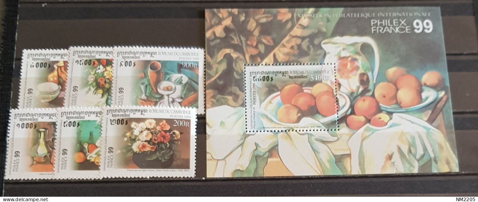 CAMBODIA EXPOSITION PHILATELIQUE INTERNATIONALE FLOWERS-ART PAINTING SET&BLOCK MNH - Cambodja