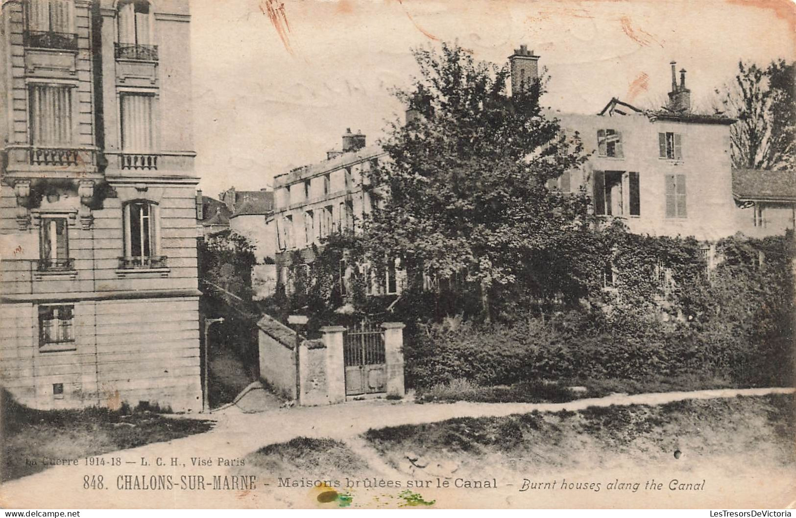 FRANCE - Chalons Sur Marne - Maisons Brulées Sur Le Canal - Vue Générale - De L'extérieure - Carte Postale Ancienne - Châlons-sur-Marne