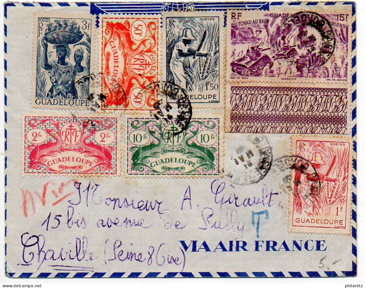 Guadeloupe : Divers Sur Lettre De 1948 - Lettres & Documents