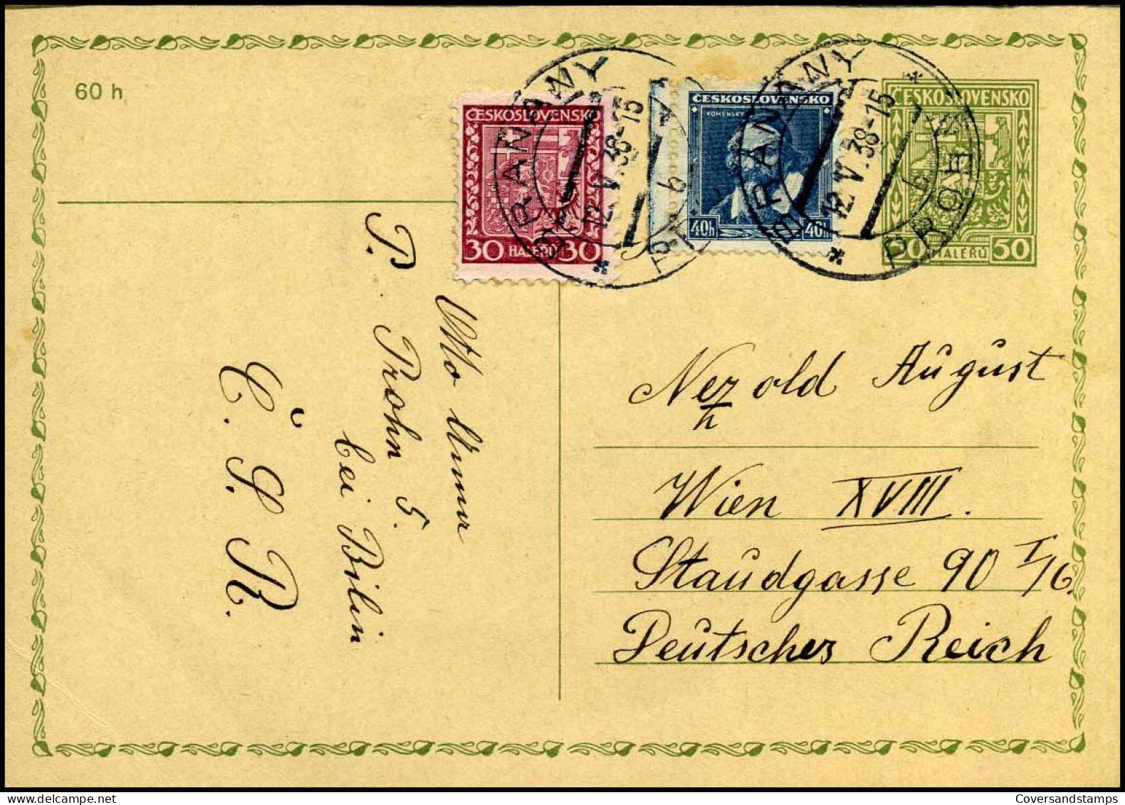 Postcard From Branany To Vienna, German Empire - 1938 - Postales