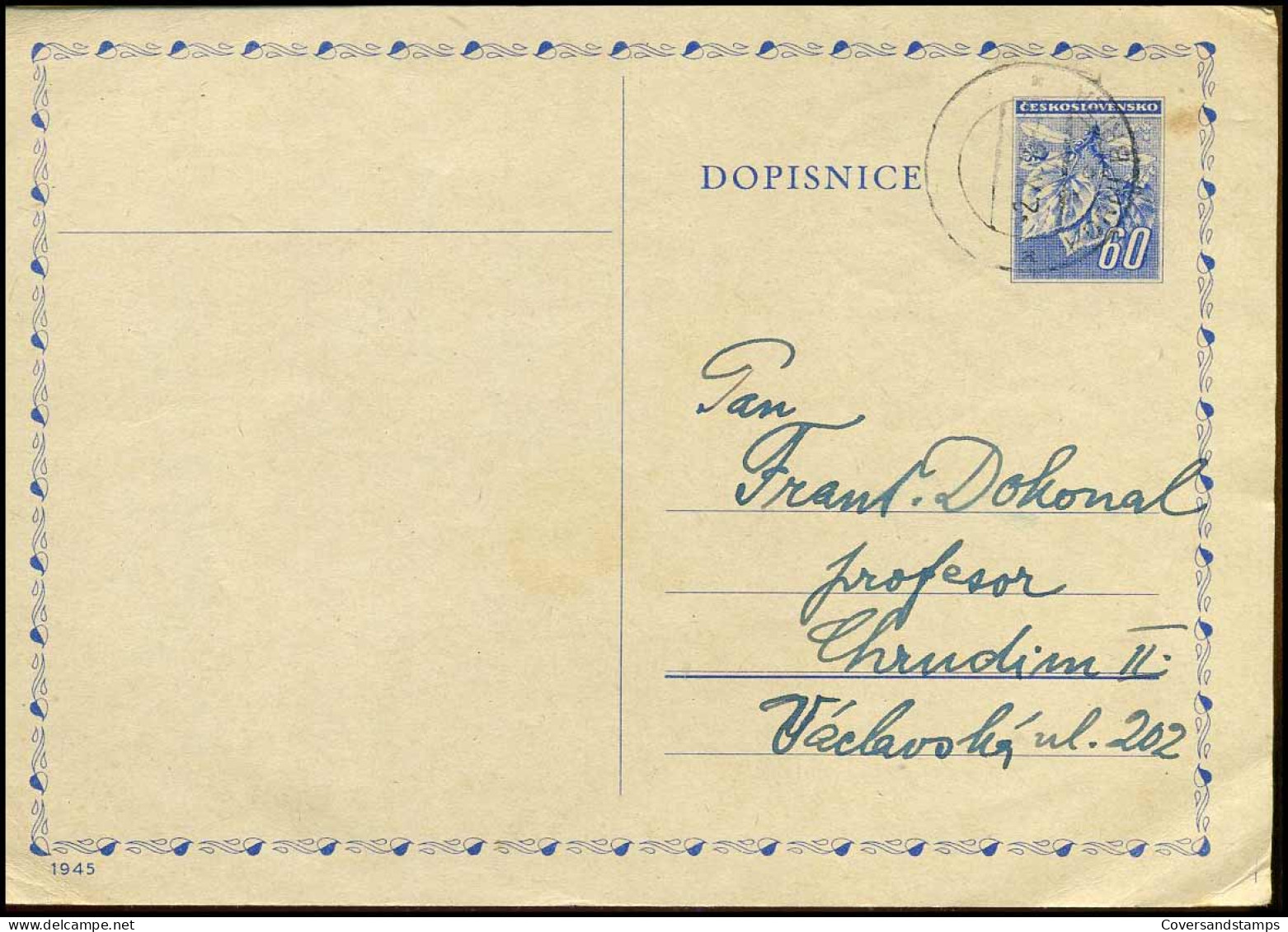 Post Card To Chrudim - Covers & Documents