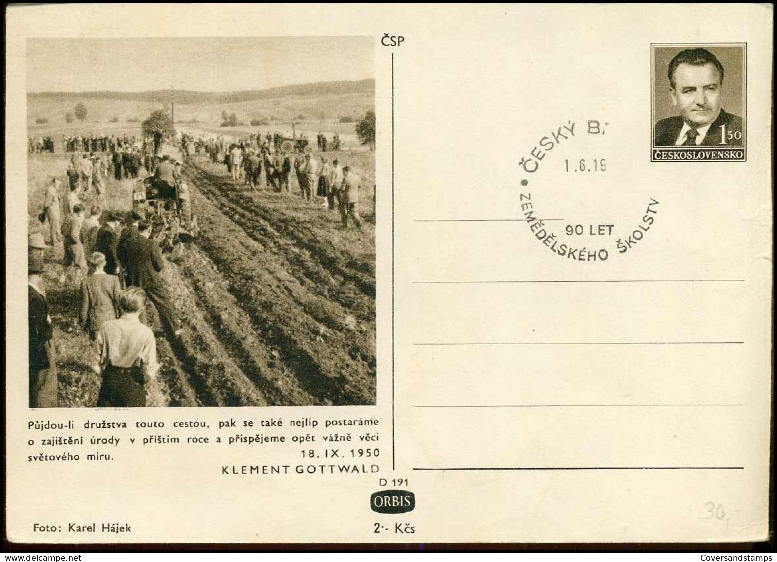 Post Card - 18.IX.1950 - Klement Gottwald - Cartoline Postali