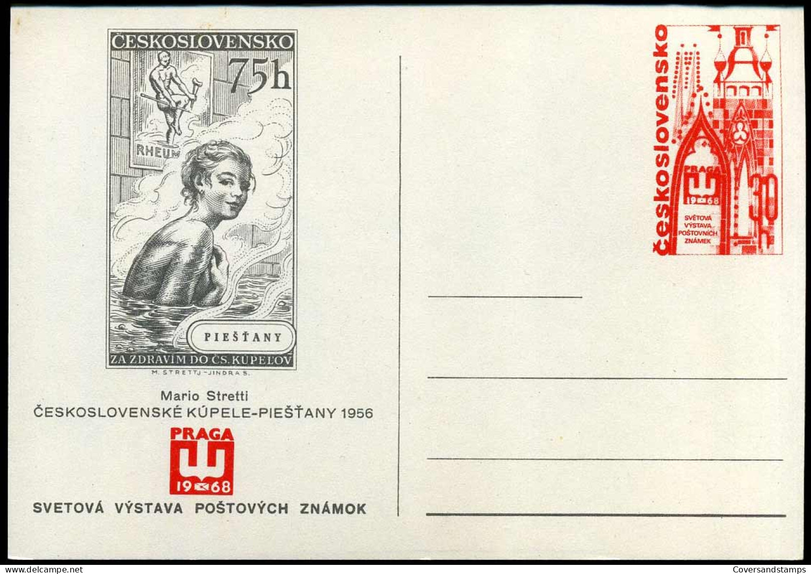 Post Card - World Philatelic Exhibition PRAGA  '68 - Nude Woman By Mario Stretti - Cartes Postales