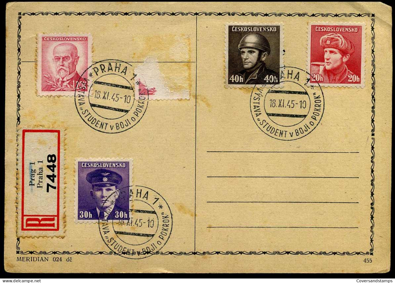 Post Card - Vystava Student V Boji O Pokrok 1945 - Brieven En Documenten