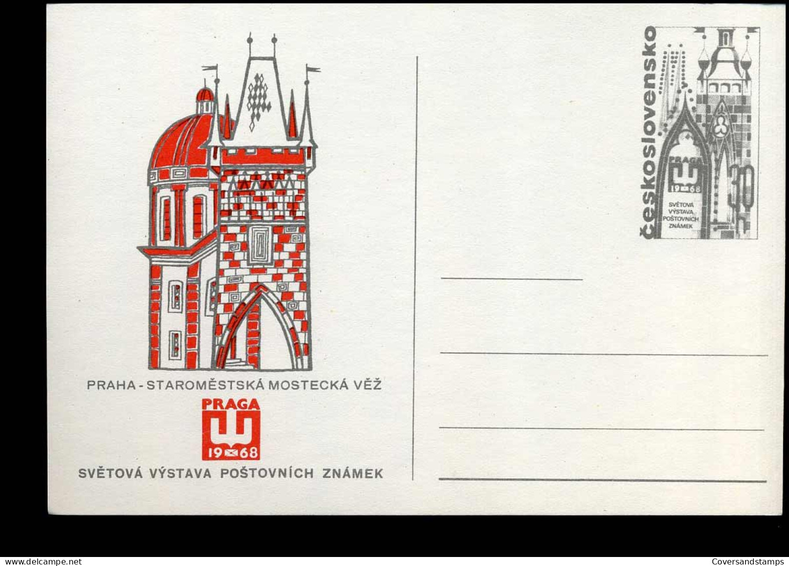 Post Card - World Philatelic Exhibition PRAGA  '68 - Staromestsky Mostecka Vez - Postcards