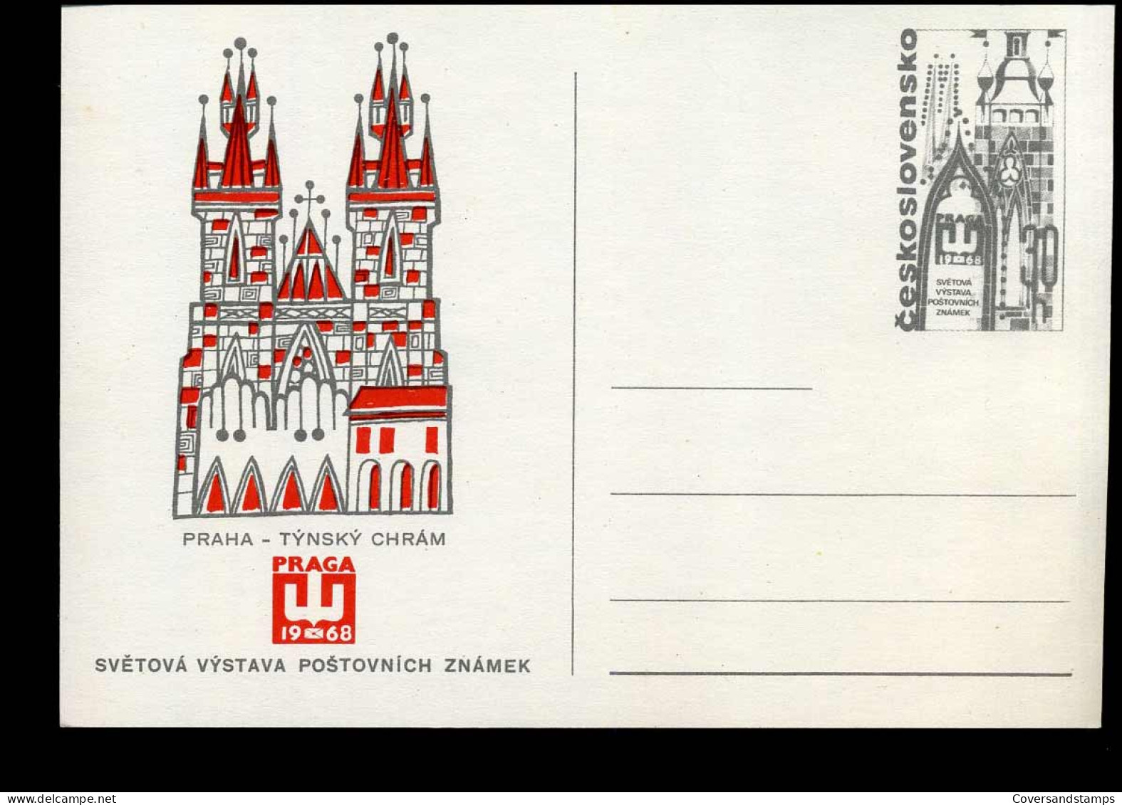 Post Card - World Philatelic Exhibition PRAGA  '68 - Tynsky Chram - Postales