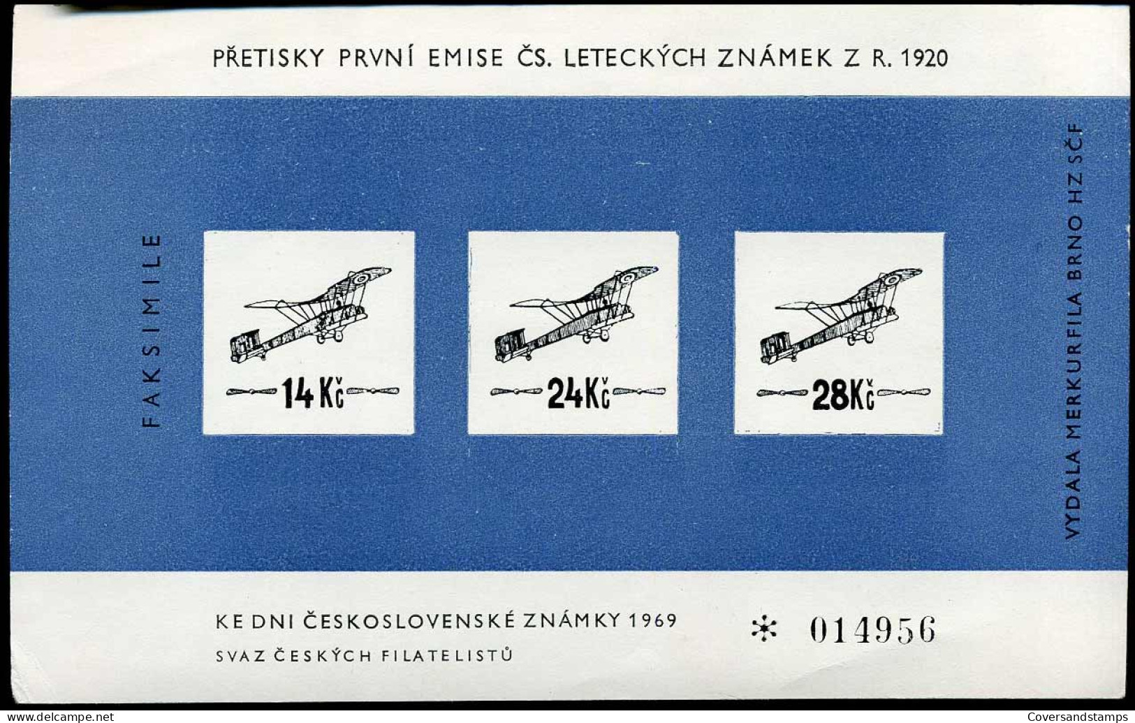 Pretisky Prvni Emise Cs. Leteckych Snamek Z.R. 1920 - Faksimile - Lettres & Documents