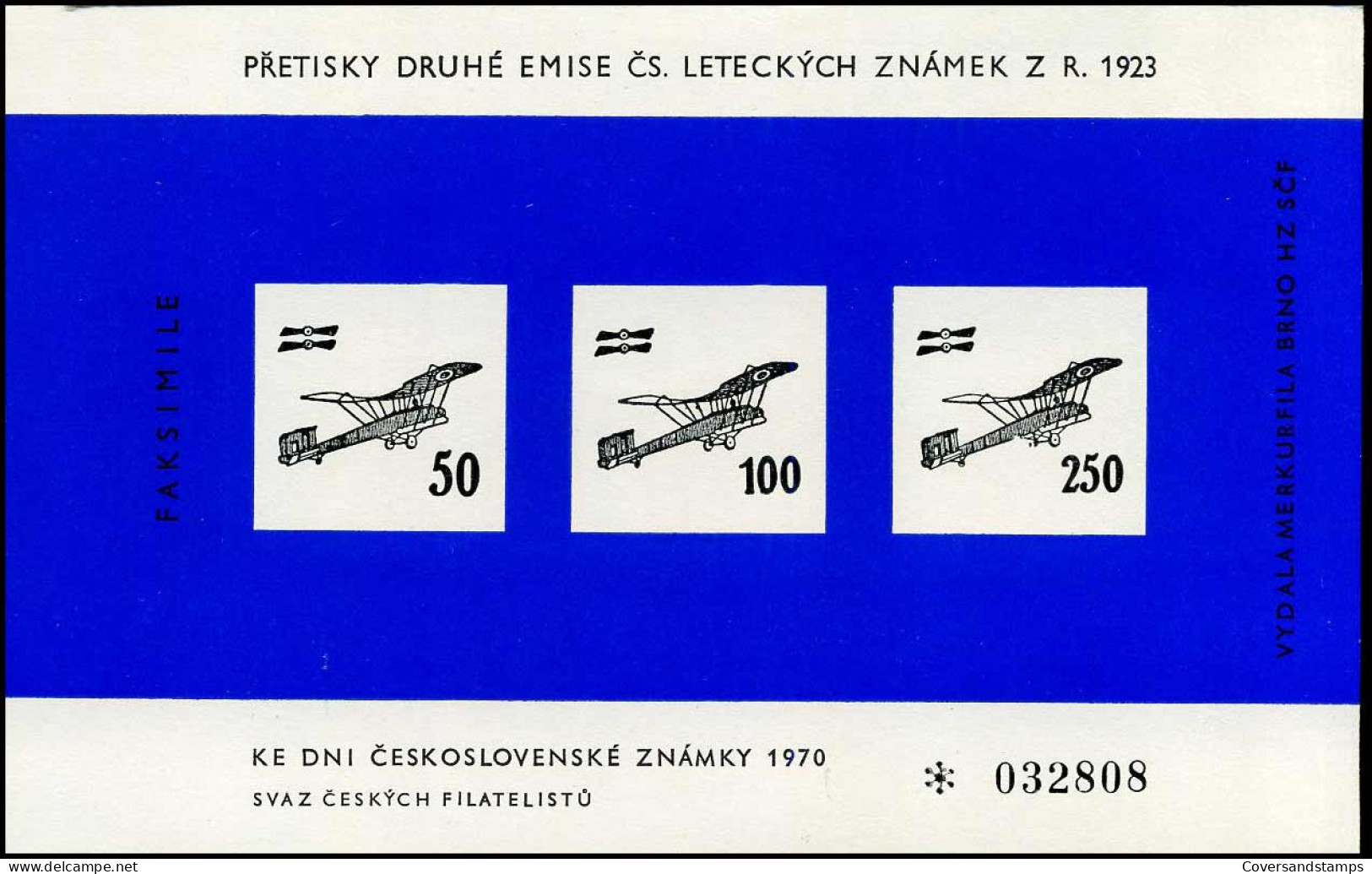 Pretisky Prvni Emise Cs. Leteckych Snamek Z.R. 1923 - Faksimile - Storia Postale