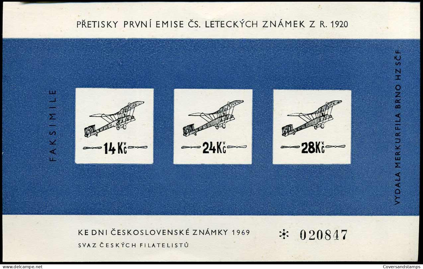 Pretisky Prvni Emise Cs. Leteckych Snamek Z.R. 1920 - Faksimile - Cartas & Documentos