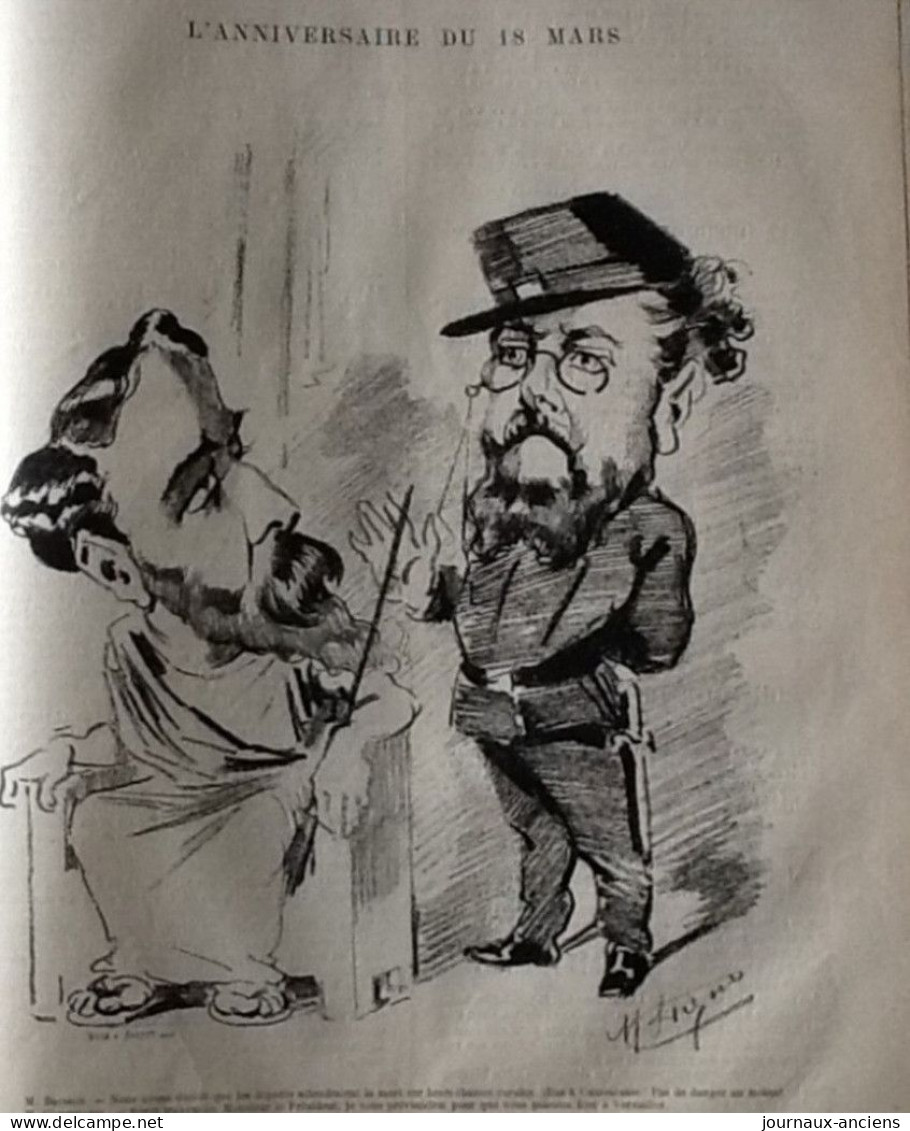 1883 LE MONDE PARISIEN - L'ANNIVERSAIRE DU 18 MARS - GIDEL - CARAN D'ACHE - LUGUE - BRISSON - THÉÂTRE DE L'ODEON