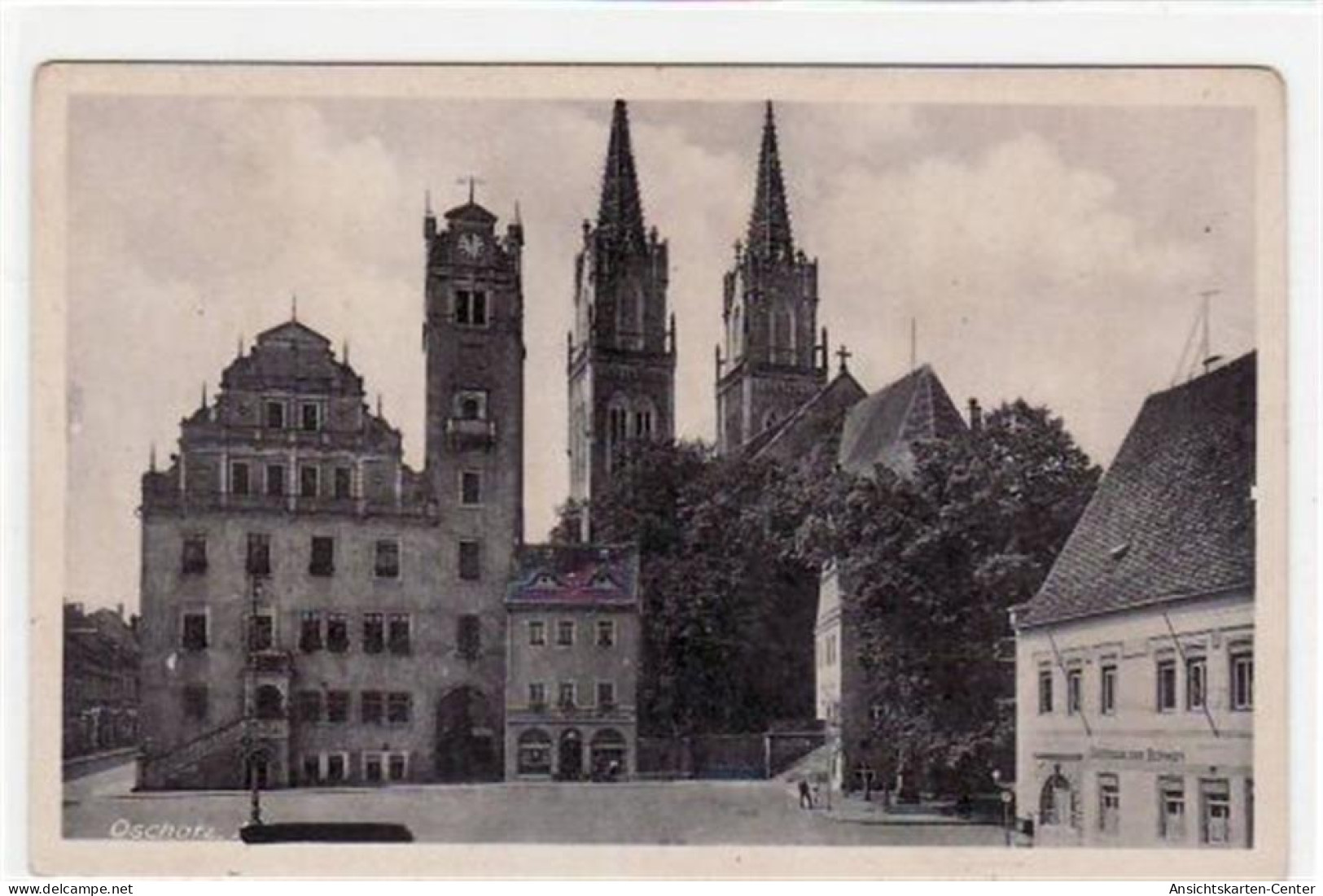 39020402 - Oschatz Mit Kirche Und Gasthaus Zum Schwan Ungelaufen  Gute Erhaltung. - Oschatz