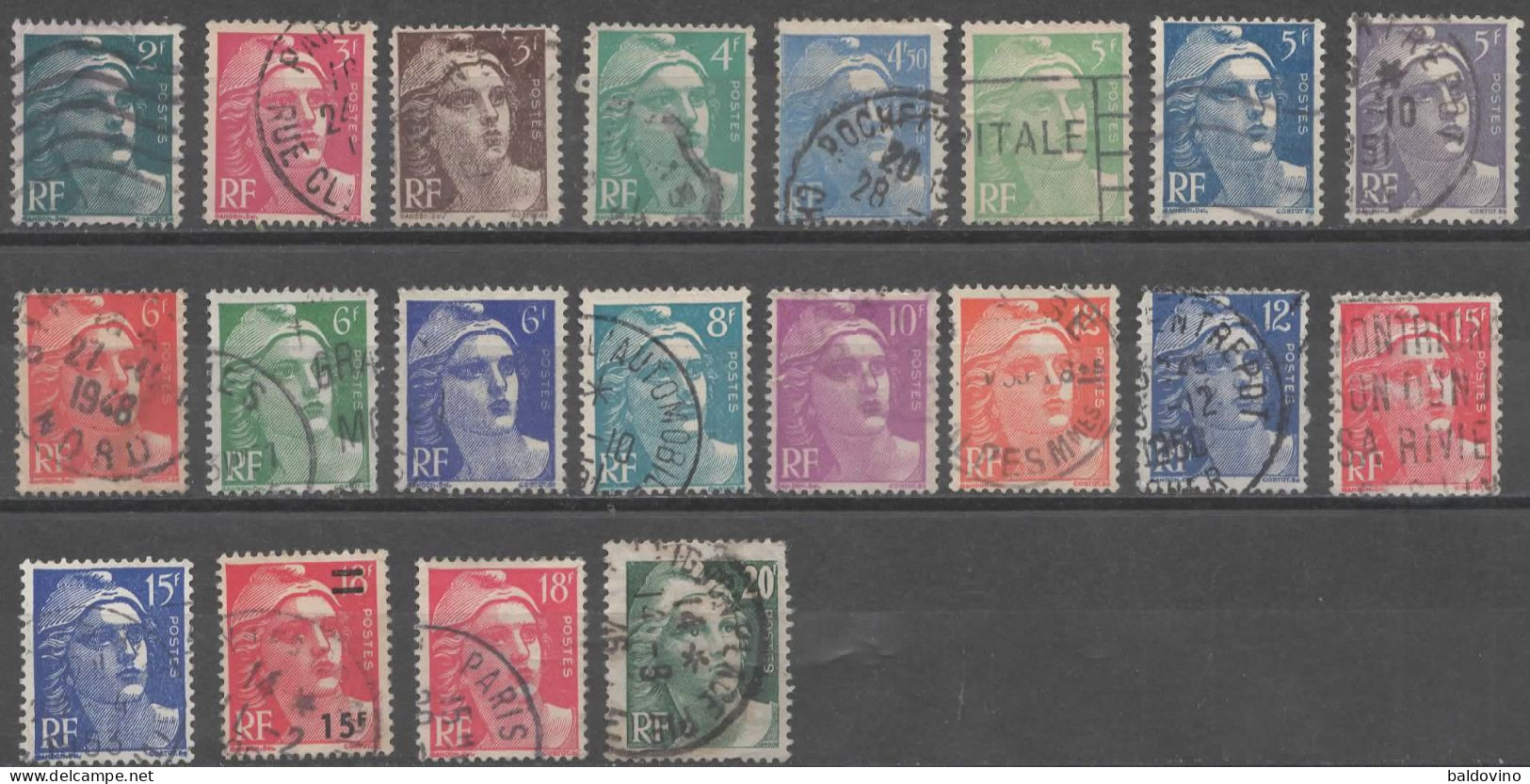 France - Marianne De Gandon 20 Pcs. - 1945-54 Marianne De Gandon