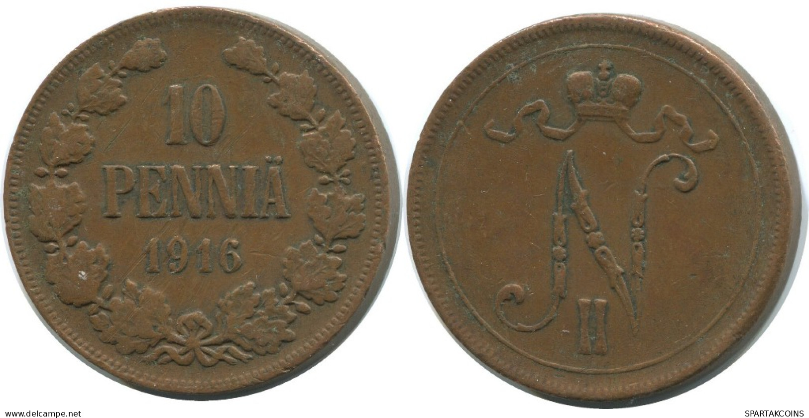 10 PENNIA 1916 FINLAND Coin RUSSIA EMPIRE #AB124.5.U.A - Finland