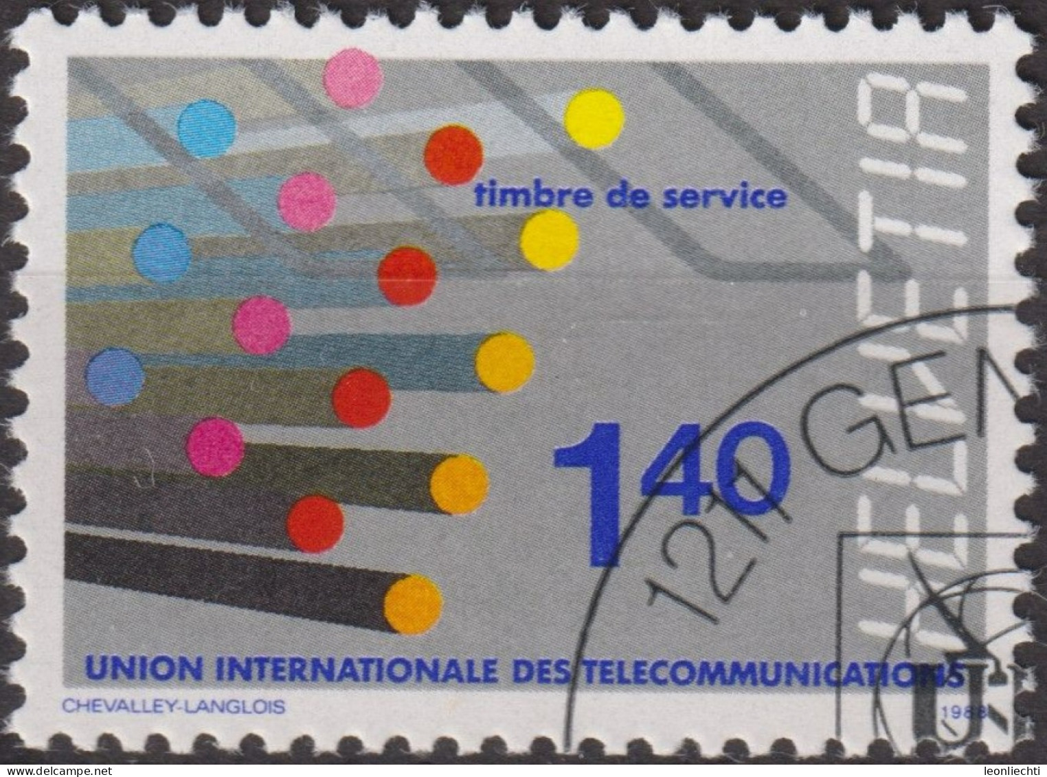 1988 CH / Dienstmarke ° UIT, Mi:CH-UIT 14,Yt:CH S466,Zum:CH-UIT 14, EMS ( Express Mail Service ) - Oficial