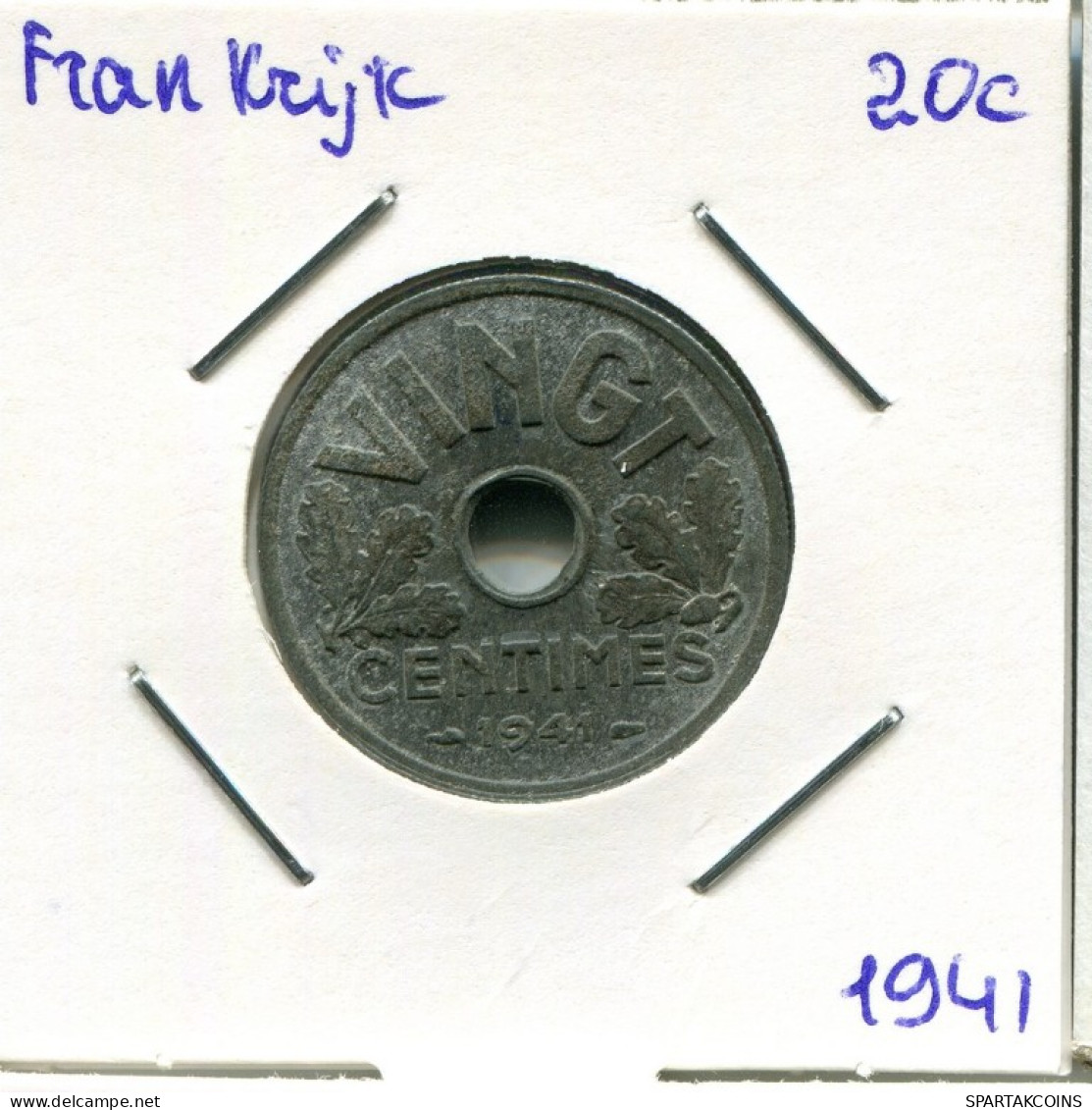 20 CENTIMES 1941 FRANKREICH FRANCE Französisch Münze #AM840.D.A - 50 Centimes