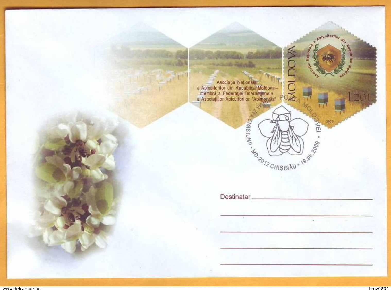 2009  Moldova Moldavie Moldau.  FDC  Beekeeping. Bees. Hive. Flowers. Cover Mint - Moldavië