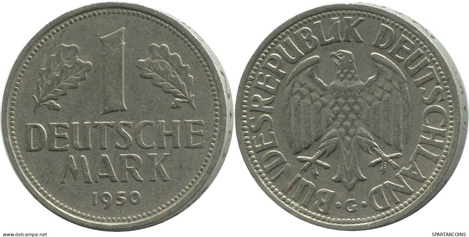 1 MARK 1950 G WEST & UNIFIED GERMANY Coin #DE10399.5.U.A - 1 Marco