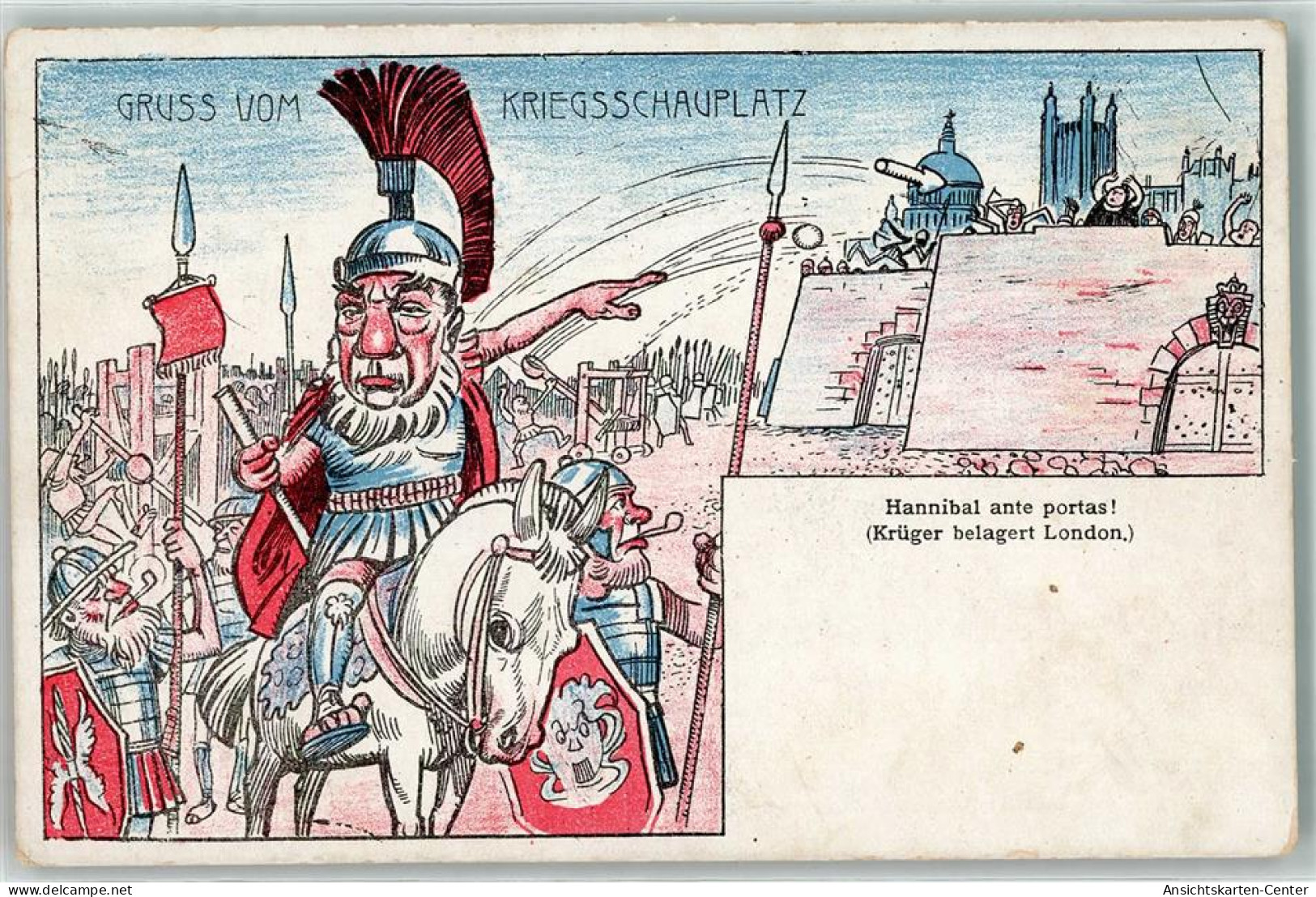 13253302 - Kriegsschauplatz  Hannibal Ante Portas - Krueger Belagert London  Karikatur - Südafrika
