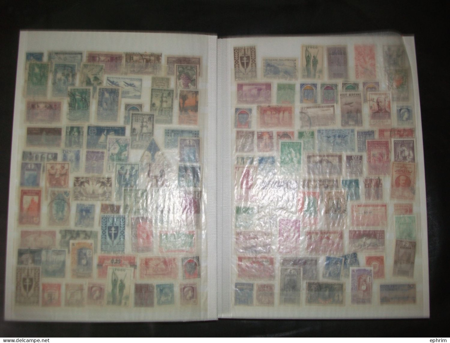 Colonies Françaises Collection en Album Schaubek 64 Pages Plusieurs Milliers Timbres Neufs / Oblitérés Lot Timbre Ancien