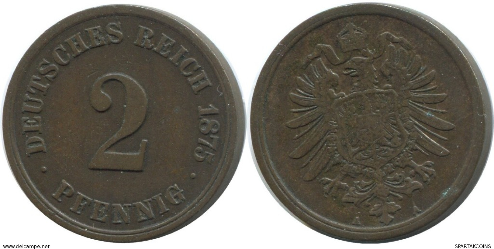 2 PFENNIG 1875 A ALLEMAGNE Pièce GERMANY #AE561.F.A - 2 Pfennig