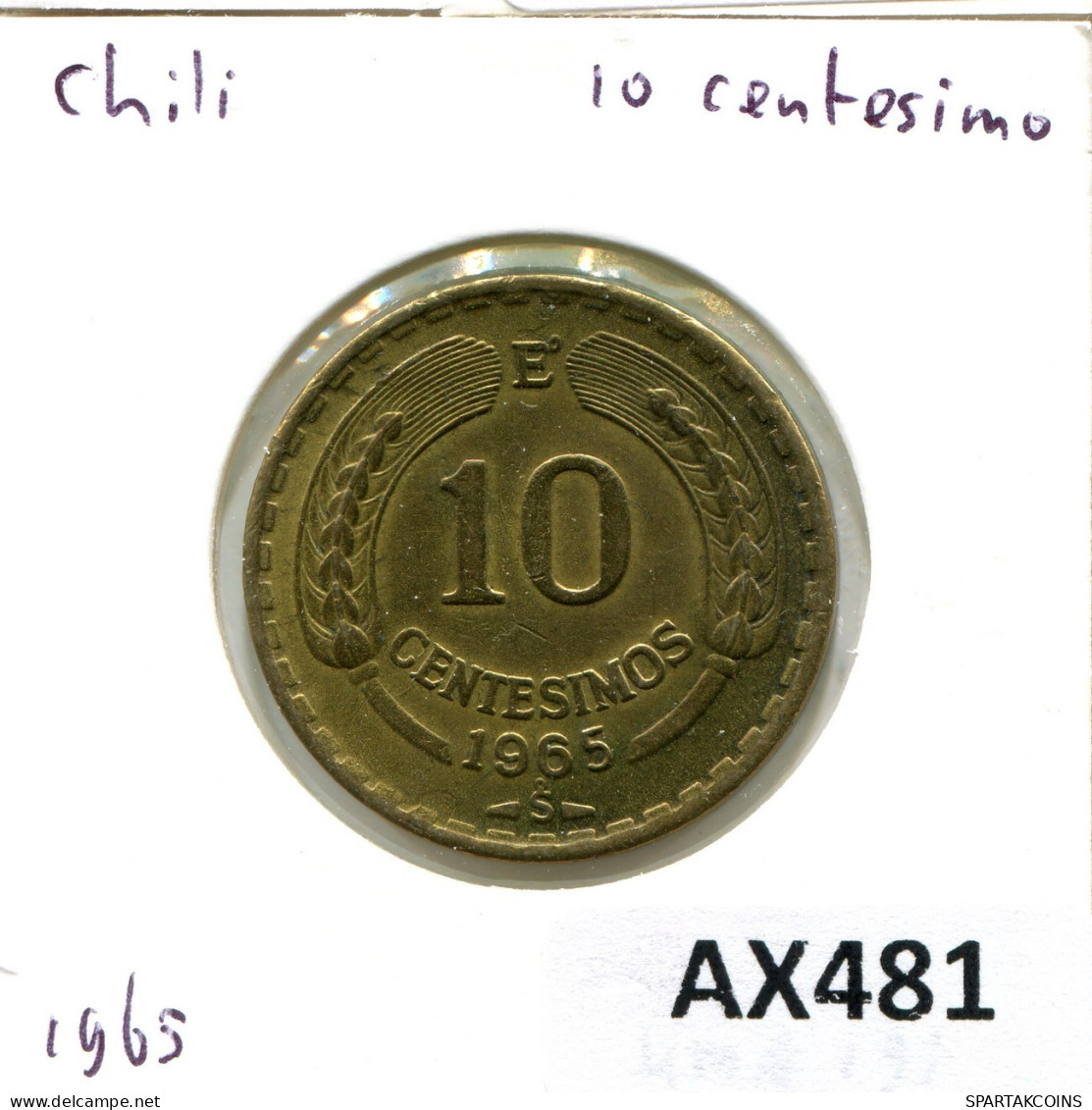 10 CENTESIMOS 1965 CHILE Moneda #AX481.E.A - Cile