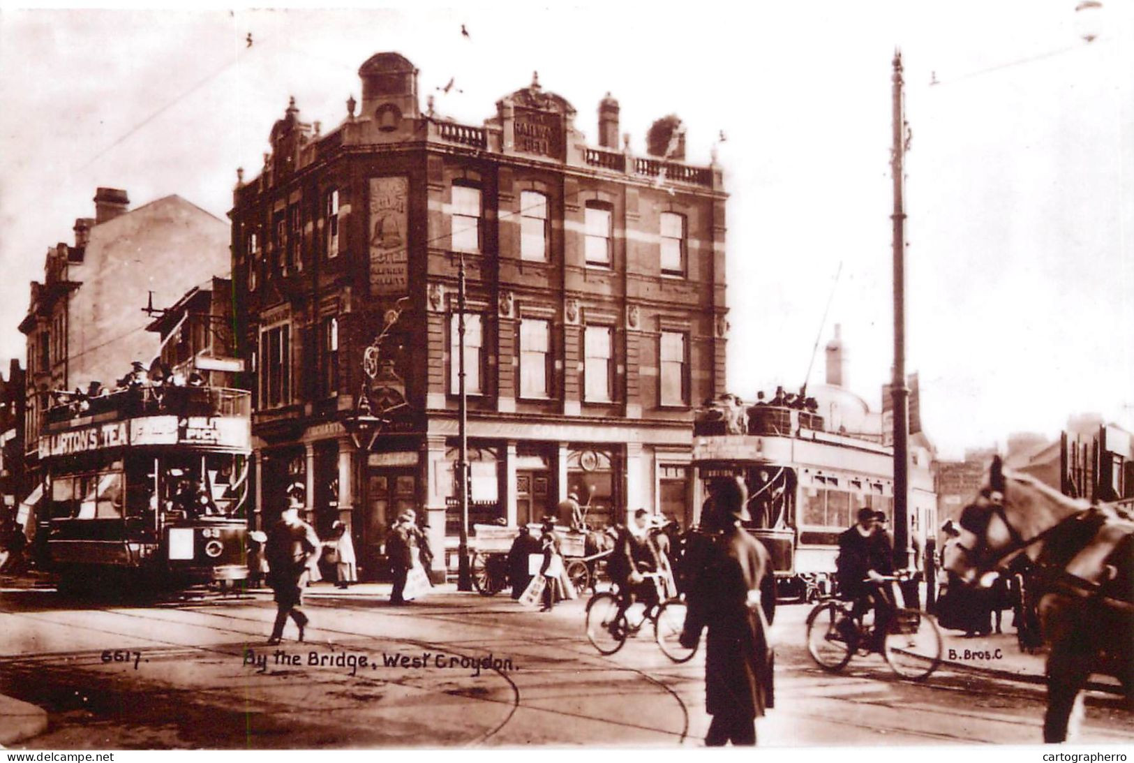 South London Croydon Continental Size 10 X 14 Cm Repro Photo Croydon Double Decker Tram - Europa