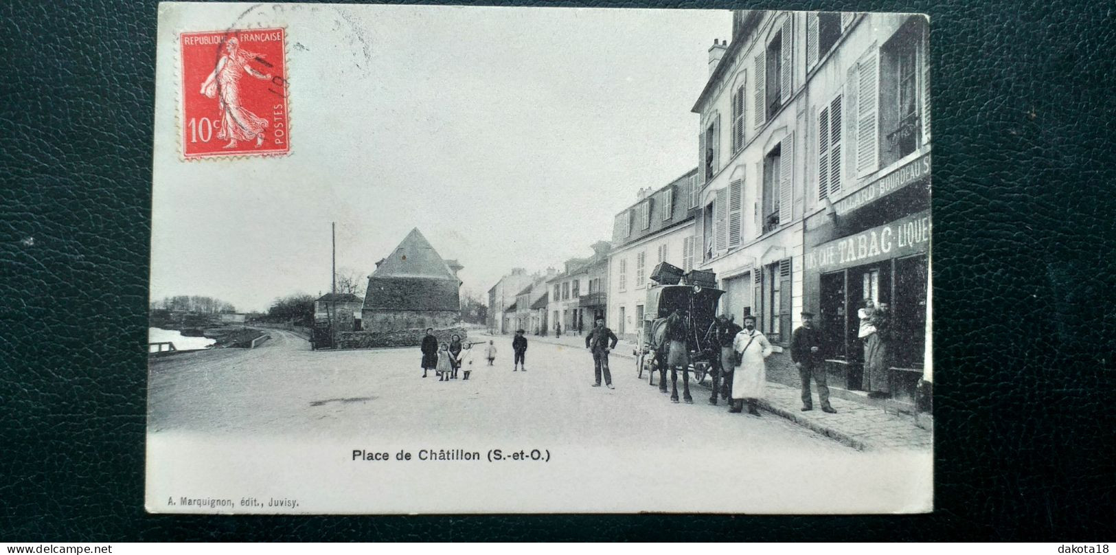 91 ,Viry- Chatillon , Place De Chatillon , L'arrivée De La Diligence En 1907......vue Peu Courante - Viry-Châtillon