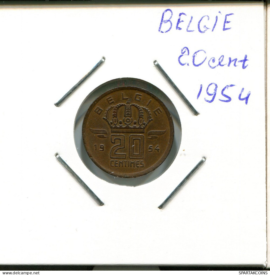 20 CENTIMES 1954 BÉLGICA BELGIUM Moneda #AR288.E.A - 25 Cent