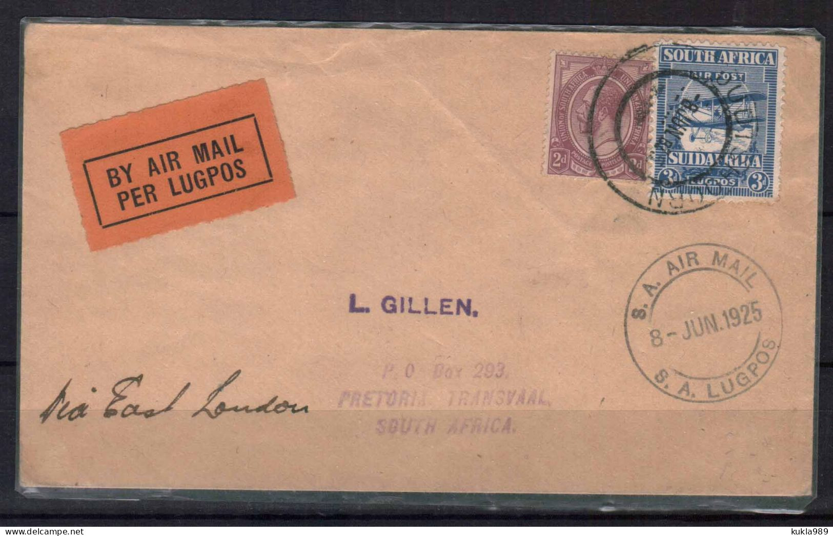 SOUTH AFRICA STAMPS. 1925 AIR COVER - Briefe U. Dokumente