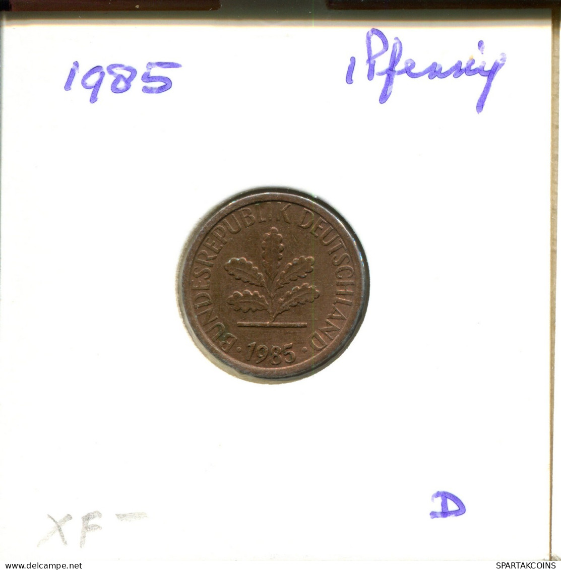 1 PFENNIG 1985 D WEST & UNIFIED GERMANY Coin #DB077.U.A - 1 Pfennig