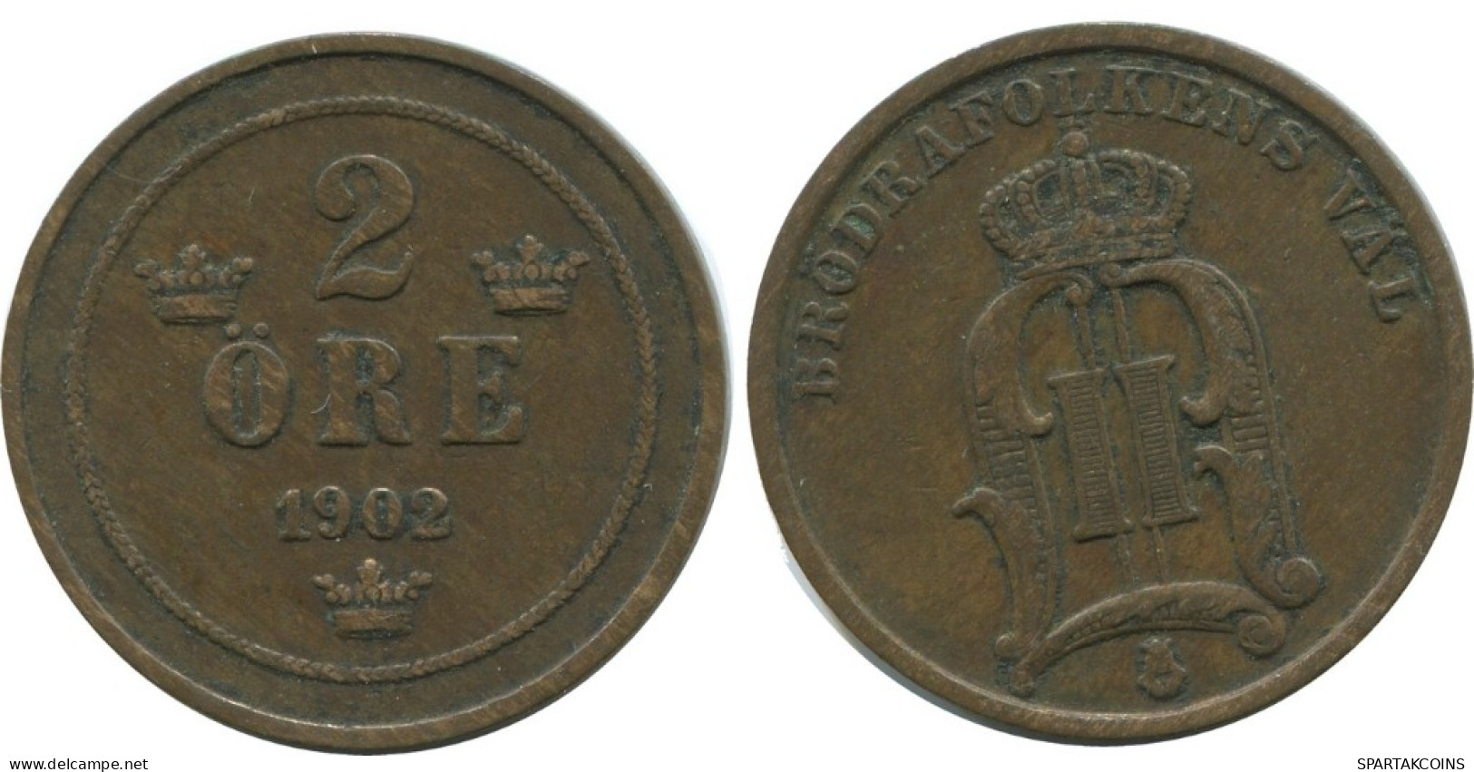 2 ORE 1902 SCHWEDEN SWEDEN Münze #AC968.2.D.A - Schweden
