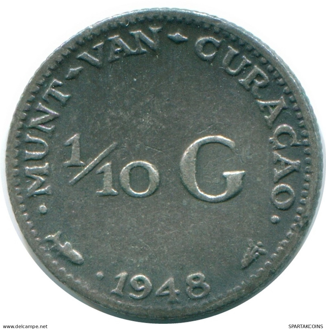 1/10 GULDEN 1948 CURACAO NÉERLANDAIS NETHERLANDS ARGENT Colonial Pièce #NL11985.3.F.A - Curacao