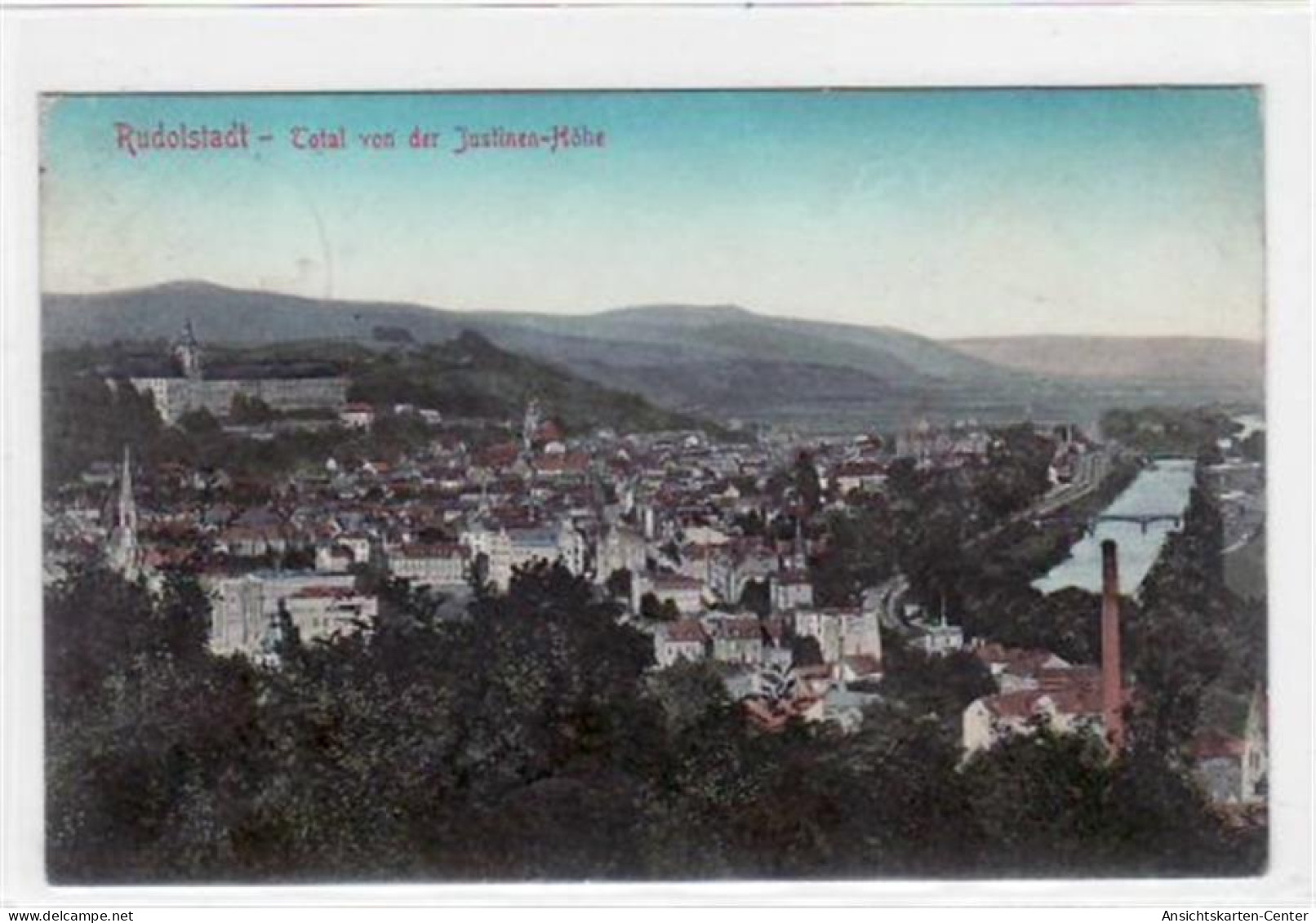 39018402 - Rudolstadt I. Thuer. Mit Totalansicht Von Der Justinen-Hoehe Gelaufen Von 1910. Leichter Stempeldurchdruck,  - Rudolstadt