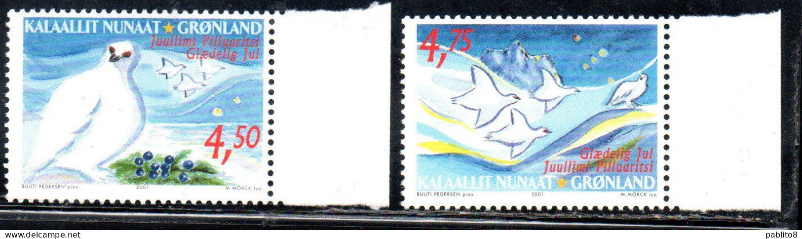 GREENLAND GRONLANDS GROENLANDIA GRØNLAND 2001 CHRISTMAS WEIHNACHTEN NATALE NOEL NAVIDAD COMPLETE SET SERIE COMPLETA MNH - Unused Stamps