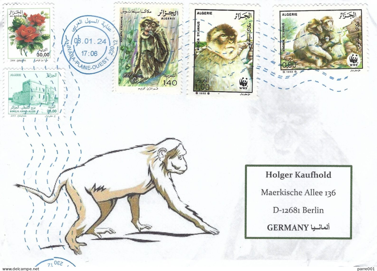 Algeria Algerie 2024 Annaba WWF Barbary Macaque Macaca Sylvanus Cover - Briefe U. Dokumente