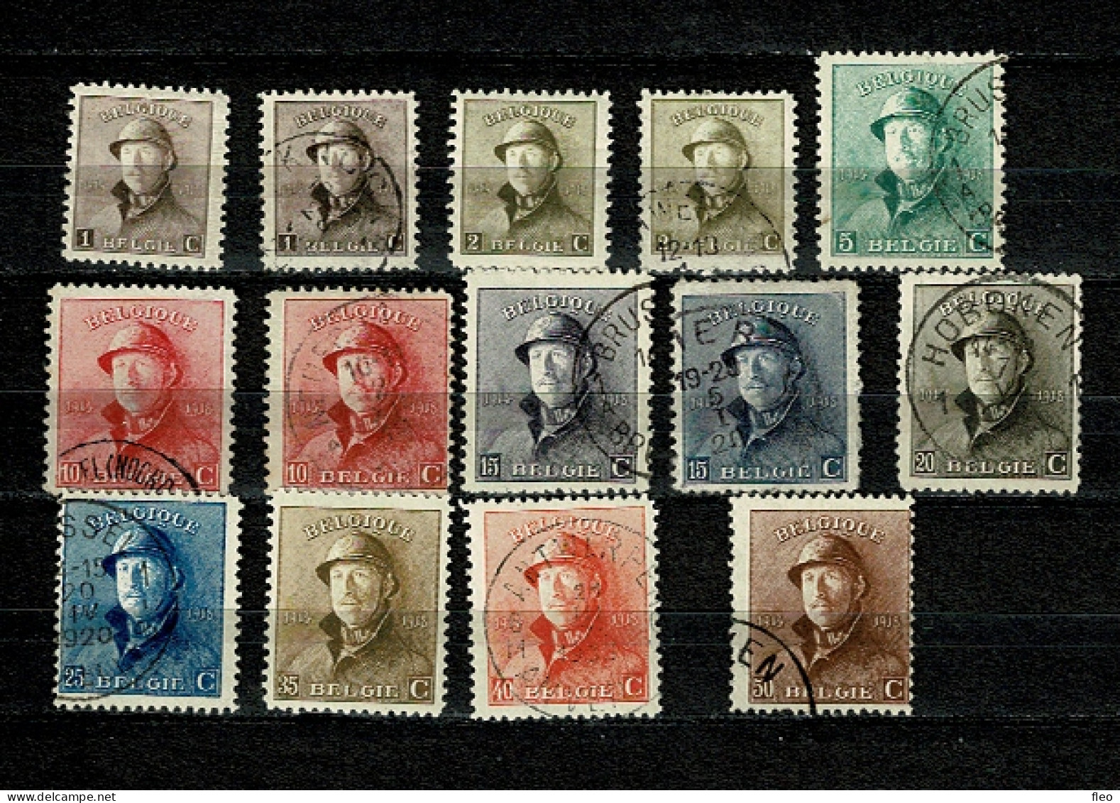 1919 165/174 (14 Timbres) : 1919-1920 Albert Met Helm - 1919-1920  Cascos De Trinchera