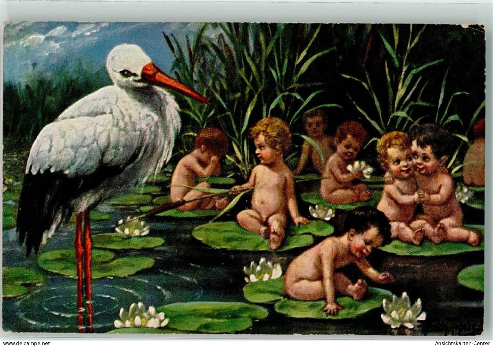 13502702 - Storch Babys Seerosen G.-A. Novellty Art Series Nr 840 - Thiele, Arthur