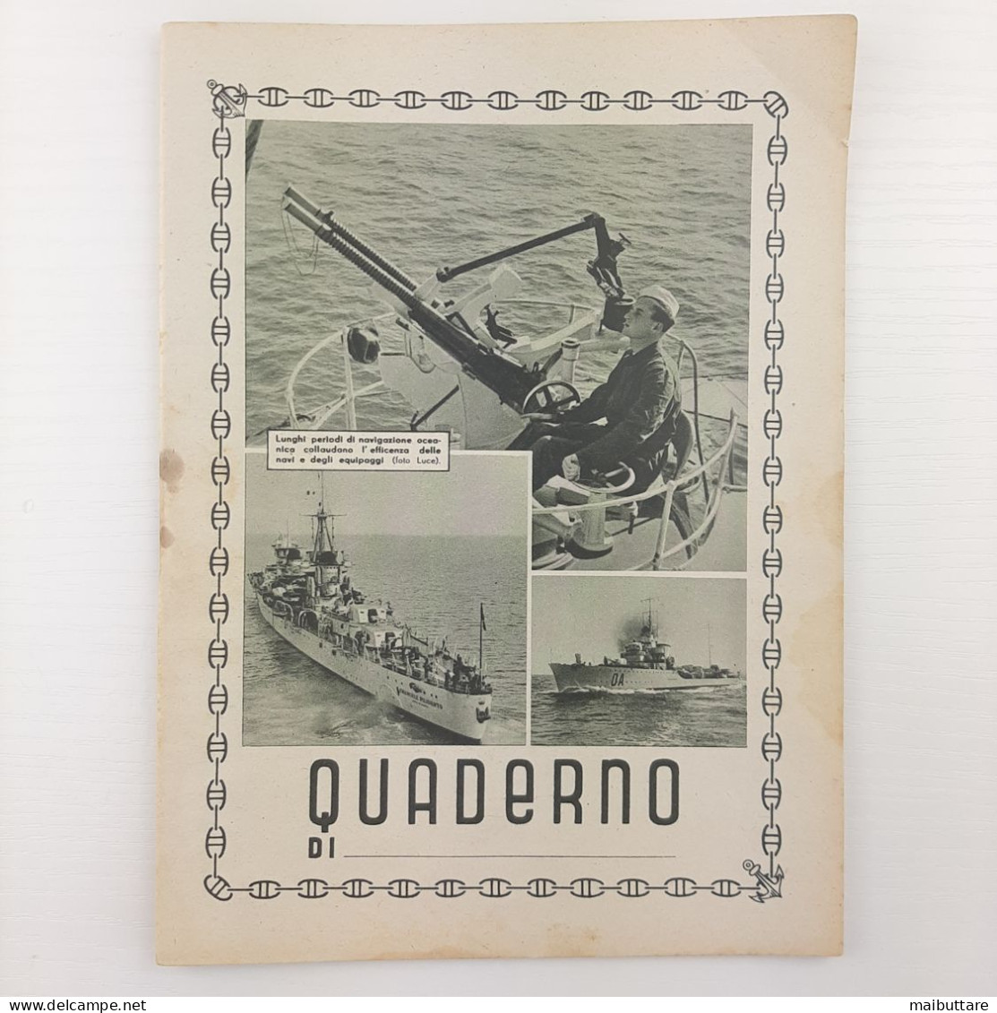 Quaderno D'epoca A Quadretti. Periodo Anni '30, In Copertina Immagini Della Marina Militare. - Otros & Sin Clasificación