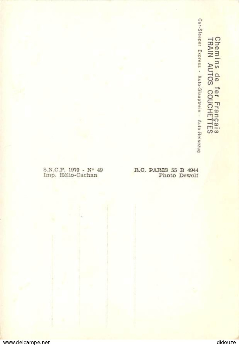 Trains - Chemin De Fer Français - Train Autos Couchettes - Automobiles - CPM - Voir Scans Recto-Verso - Eisenbahnen