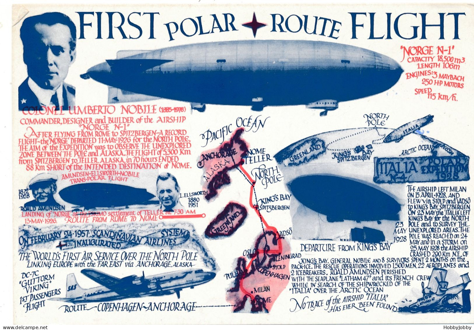 FIRST POLAR ROUTE FLIGHT: "ITALIA" Arrival At Kings Bay From Milan May 8-1928 + Graf Zeppelin/Hindenburg/Africa Zeppel++ - Norvège