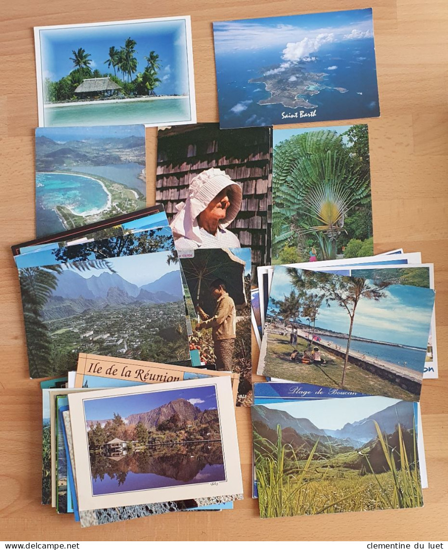 LOT 190 CARTES DOM TOM GUYANE MARTINIQUE GUADELOUPE LA REUNION NOUVELLE CALEDONIE WALLIS ET FUTUNA SAINT BARTHELEMY - Colecciones Y Lotes