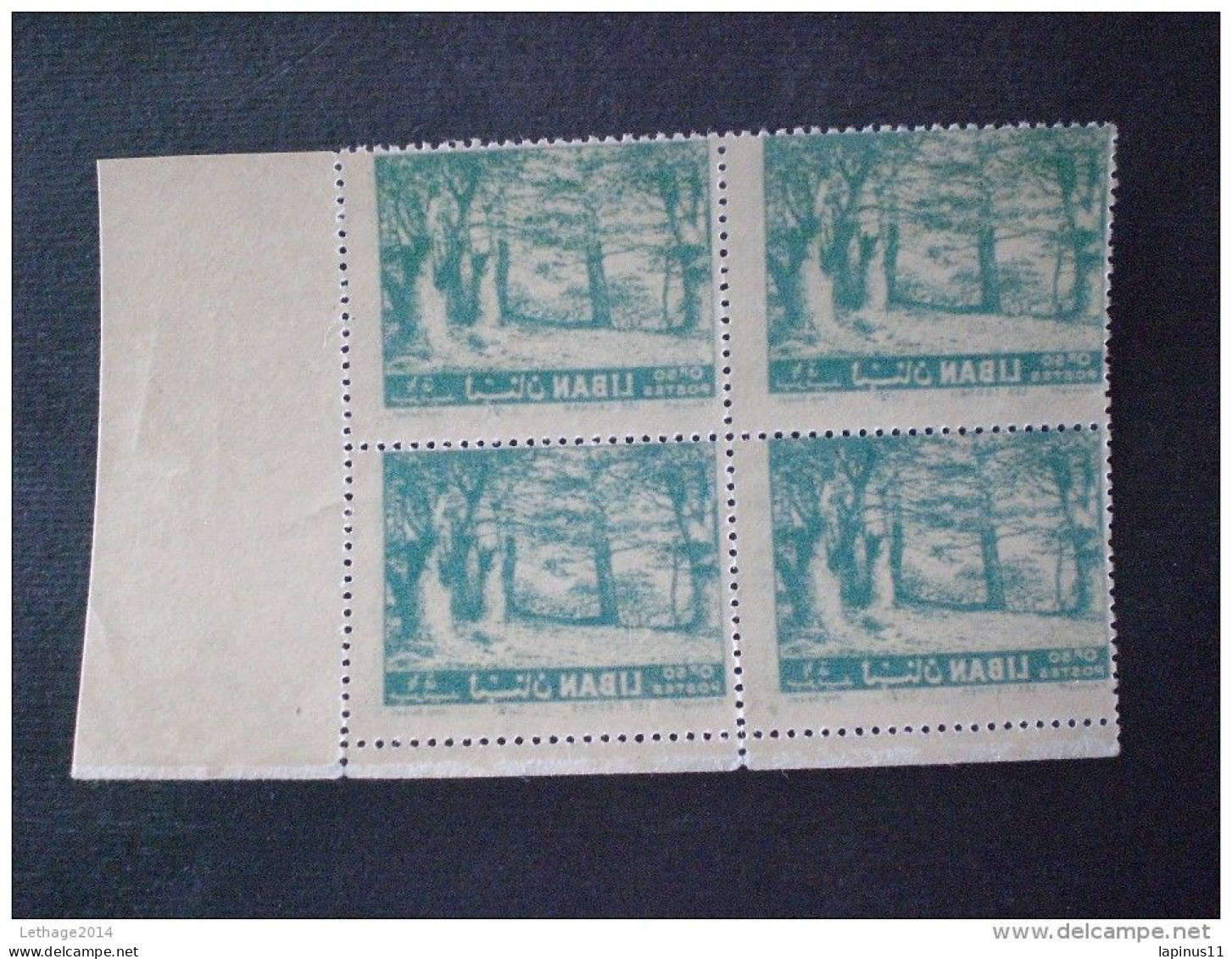 STAMPS LIBANO 1955 CEDRO 0,50 PIASTRE VERT MNH ERROR TIPOGRAFICO DECAL PRINTING FONT ON THE BACK - Liban