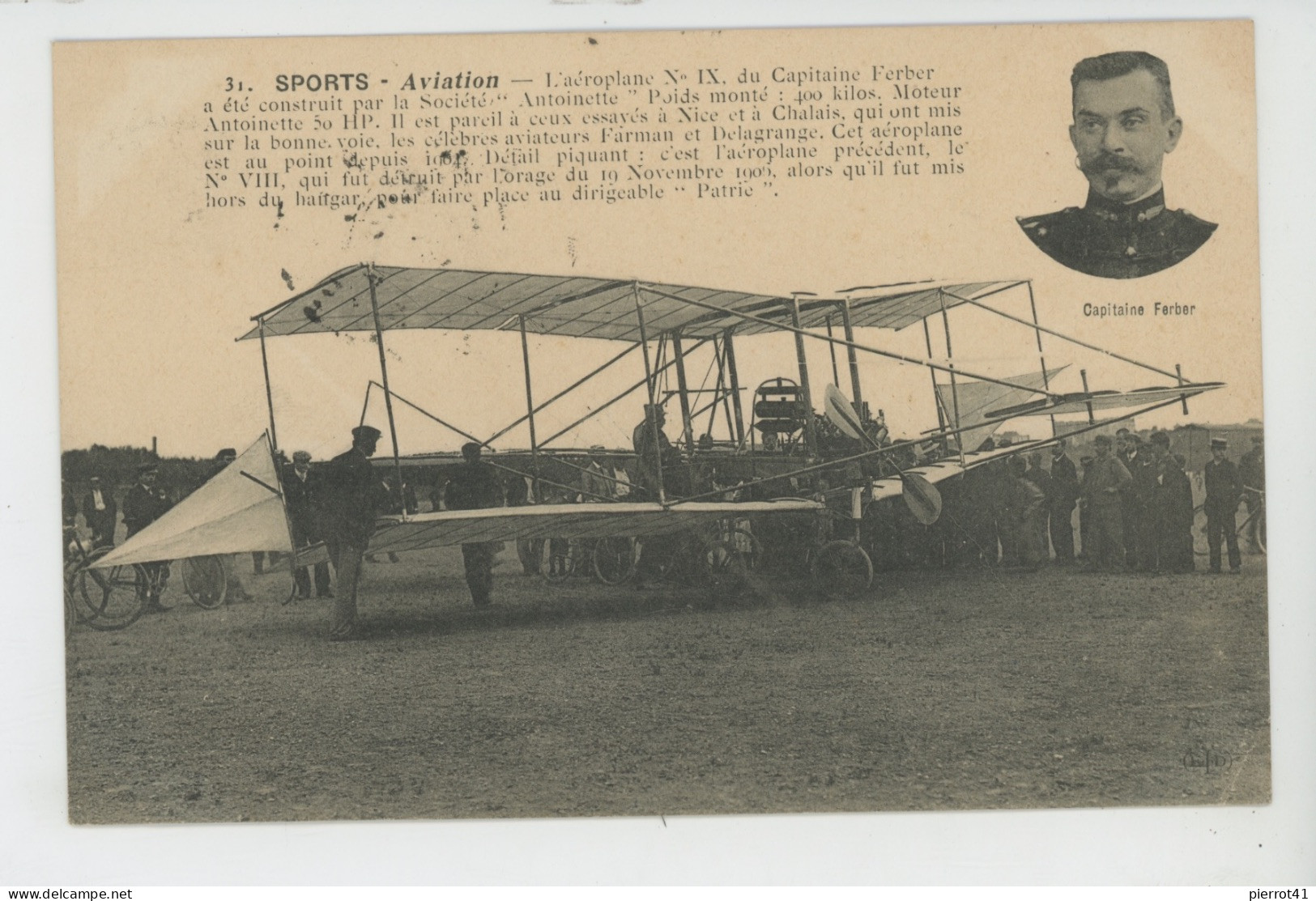 AVIATION - L'Aéroplane N° IX Du Capitaine FERBER Construit Par La Société ANTOINETTE - ....-1914: Voorlopers