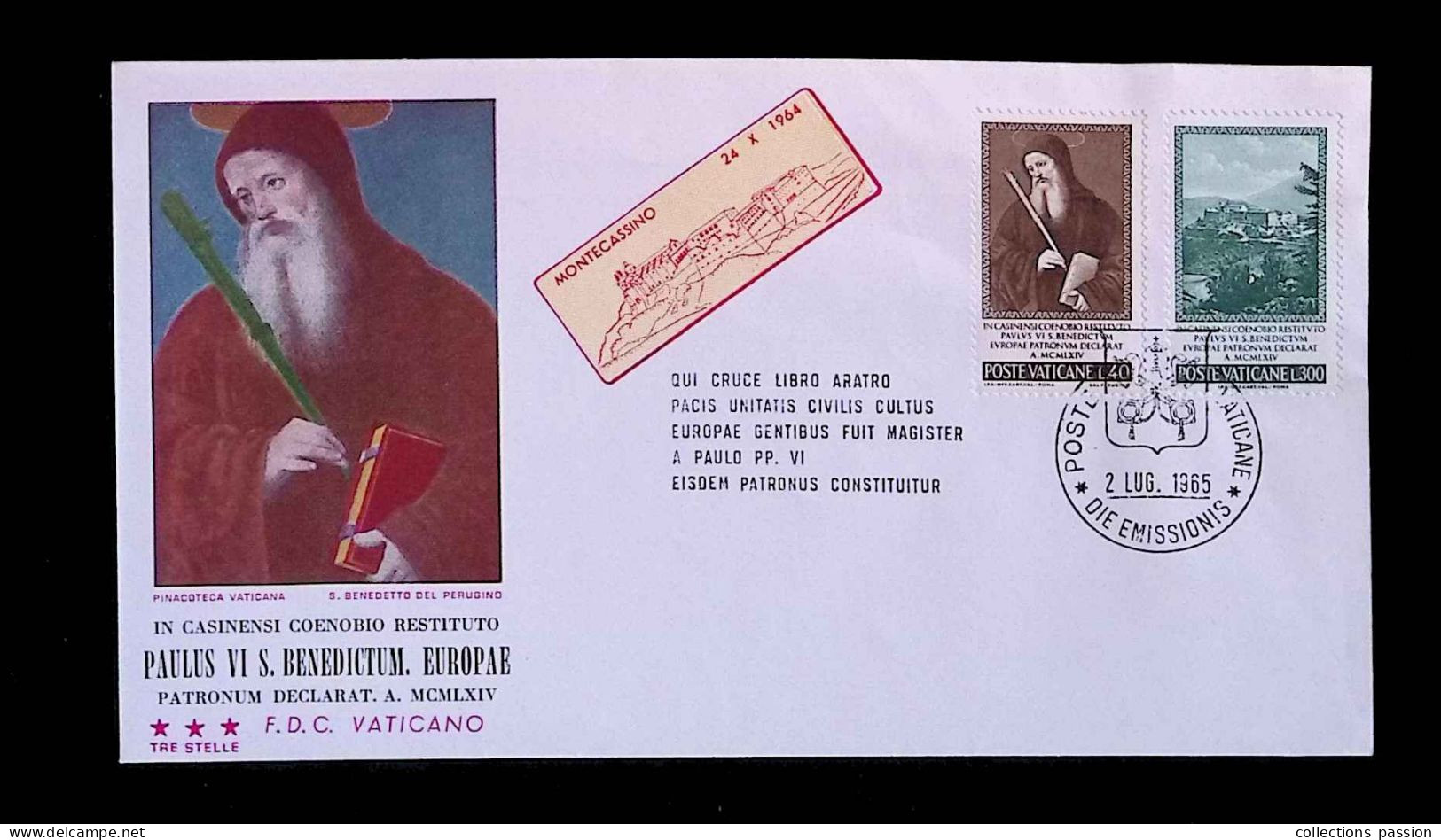 CL, FDC, Premier Jour, Die Emissionis, Poste Vaticane, 2 Lug. 1965, Paulus VI S. Benedictum. Europae - FDC