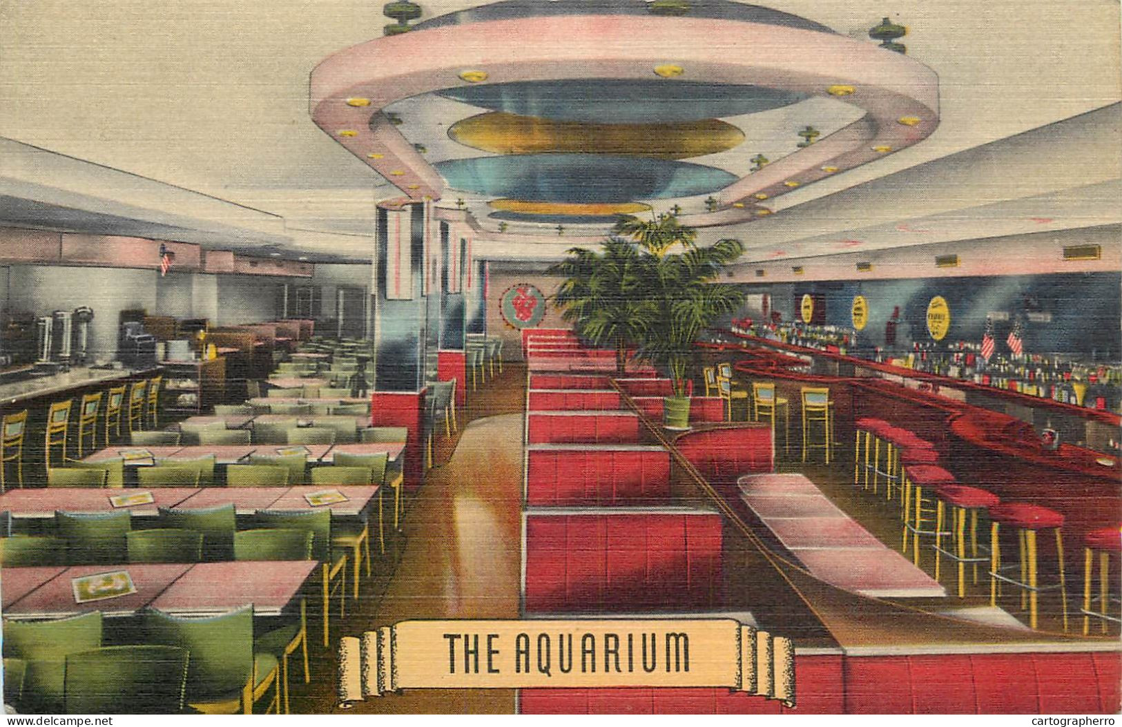 New York THE AQUARIUM Finest Sea Food House Restaurant Linen Postcard - Cafés, Hôtels & Restaurants