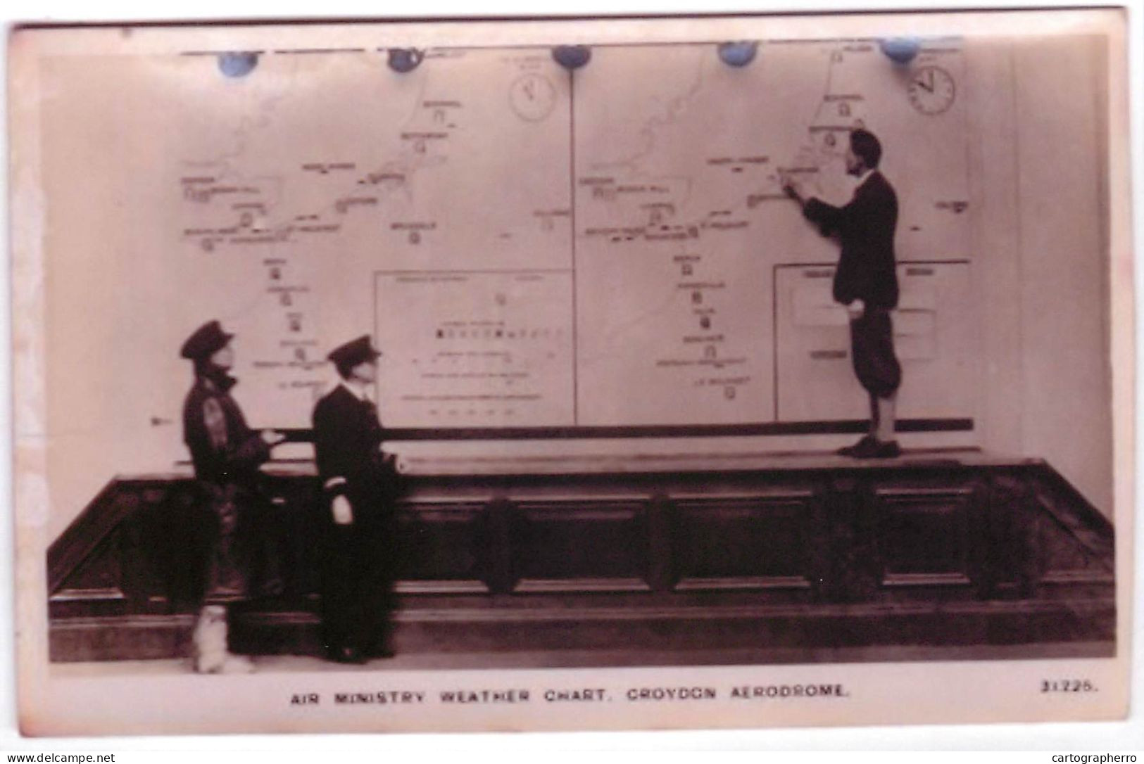 South London Croydon Continental Size 10 X 14 Cm Repro Photo Croydon Aerodrome Air Ministry Weather Chart - Europe