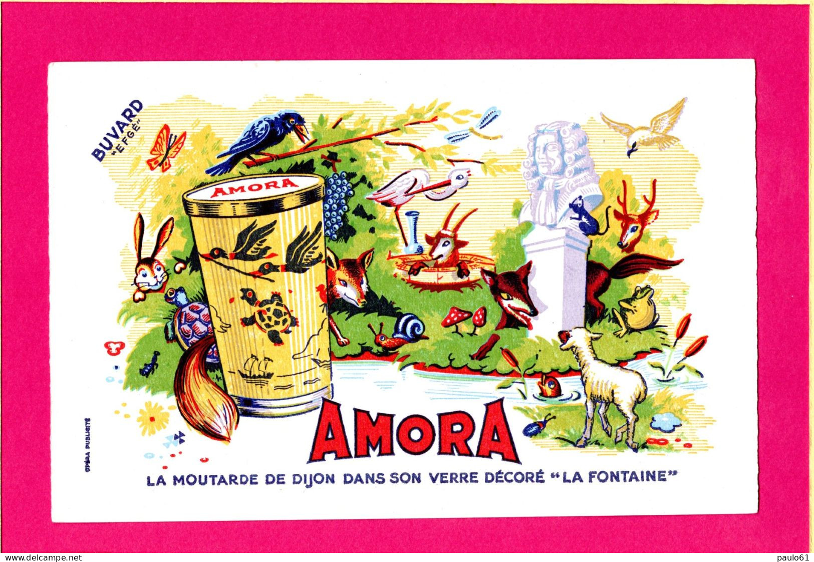 4  BUVARDS & Blotting Paper : AMORA Moutarde Fables De La Fontaine - Mostaza