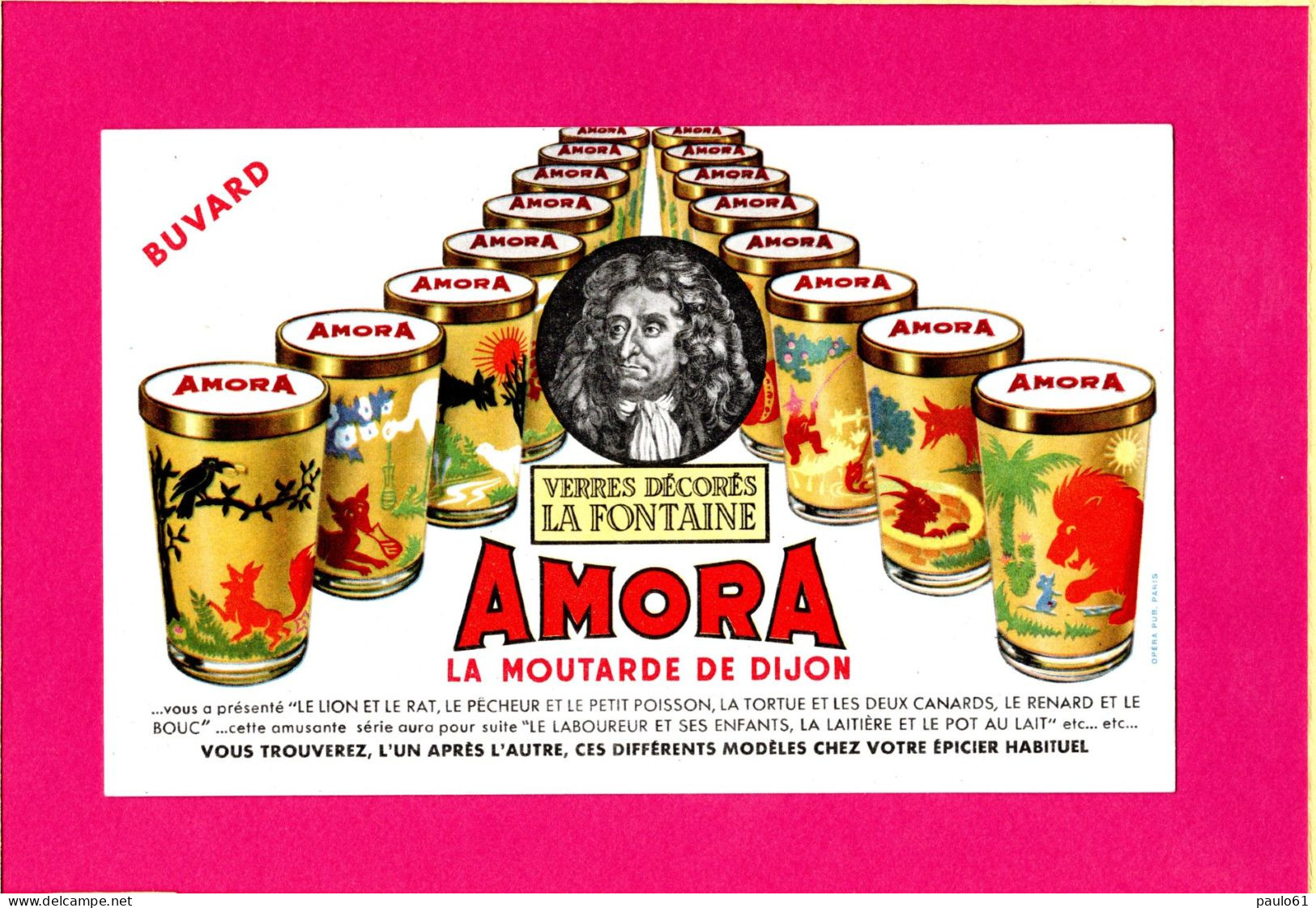 4  BUVARDS & Blotting Paper : AMORA Moutarde Fables De La Fontaine - Mostaza